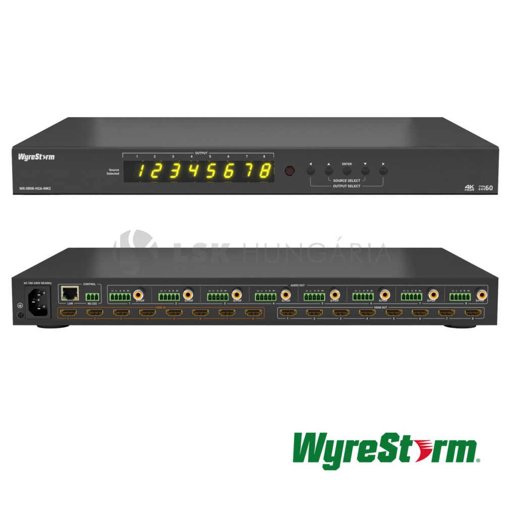 Wyrestorm MX-0808-H2A-MK2 8:8 HDMI mátrix LAN vezérléssel
